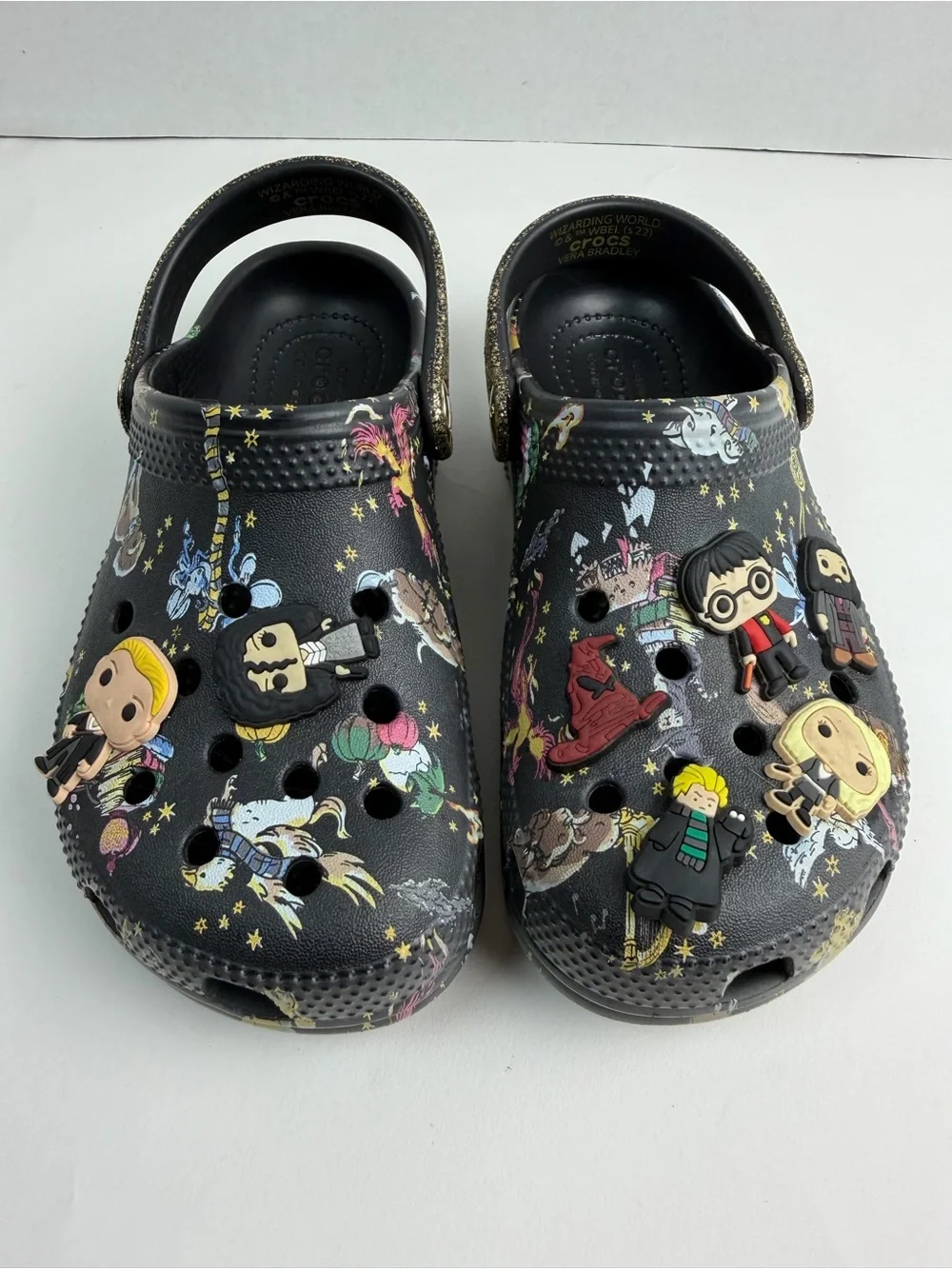 Crocs Vera Bradley X Harry Potter Clog Size C13 Kids Black Gold Glitter Strap